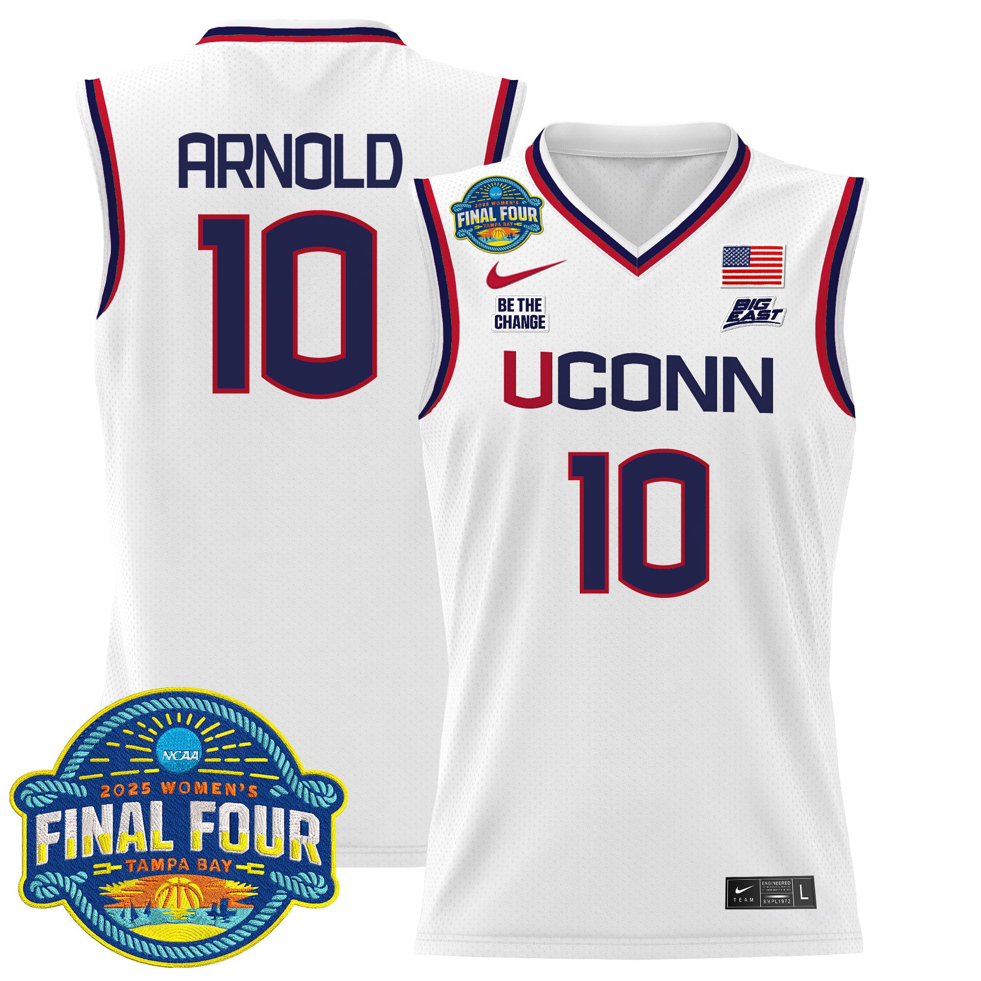 Men UConn Huskies #10 Arnold White Nike 2025 Big Eat Final Four Patch Lightweight Basketball NCAA Jersey
